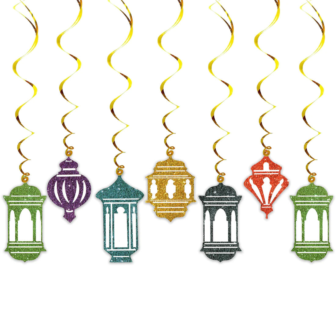 Multicolour Ramadan/Eid Shaped Hanging Gold Spirals
