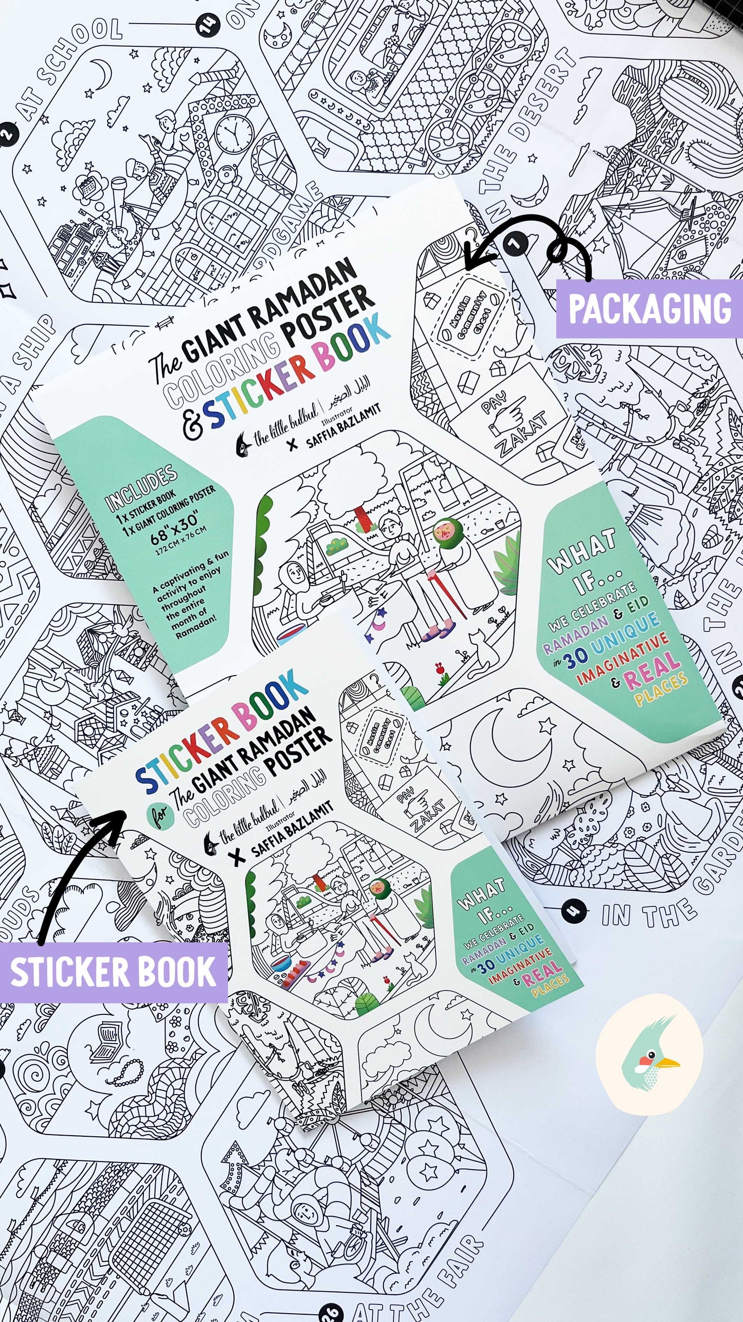 Giant Ramadan Coloring Poster and sticker book
