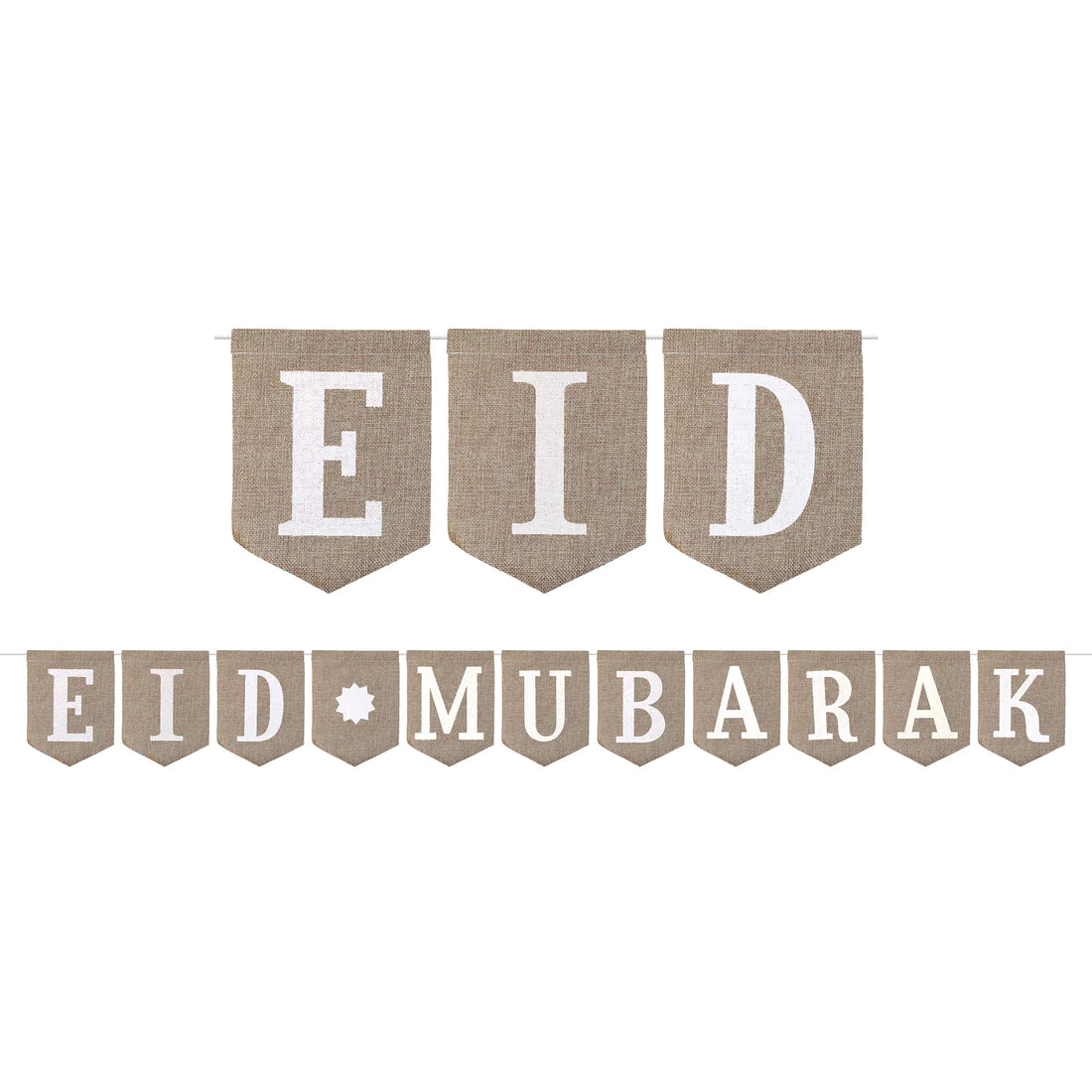 Eid Mubarak 'Letters' Natural Hessian Pennant Bunting