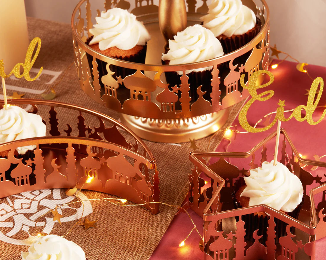 Copper/Bronze Metal Eid/Ramadan Moon & Star Food Serving Tins