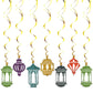 Multicolour Ramadan/Eid Shaped Hanging Gold Spirals