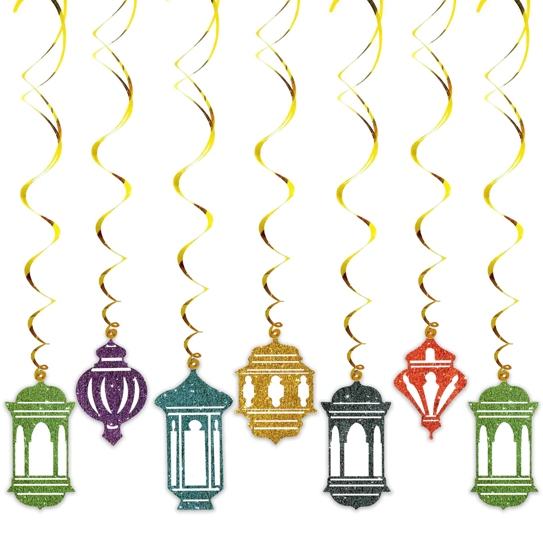 Multicolour Ramadan/Eid Shaped Hanging Gold Spirals